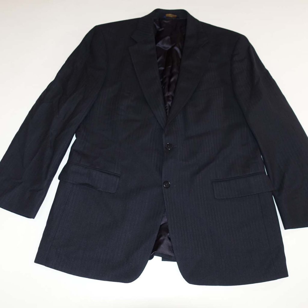 Brooks Brothers Men's Herringbone Stretch Suit Jacket Size 42 Regular Navy Blue